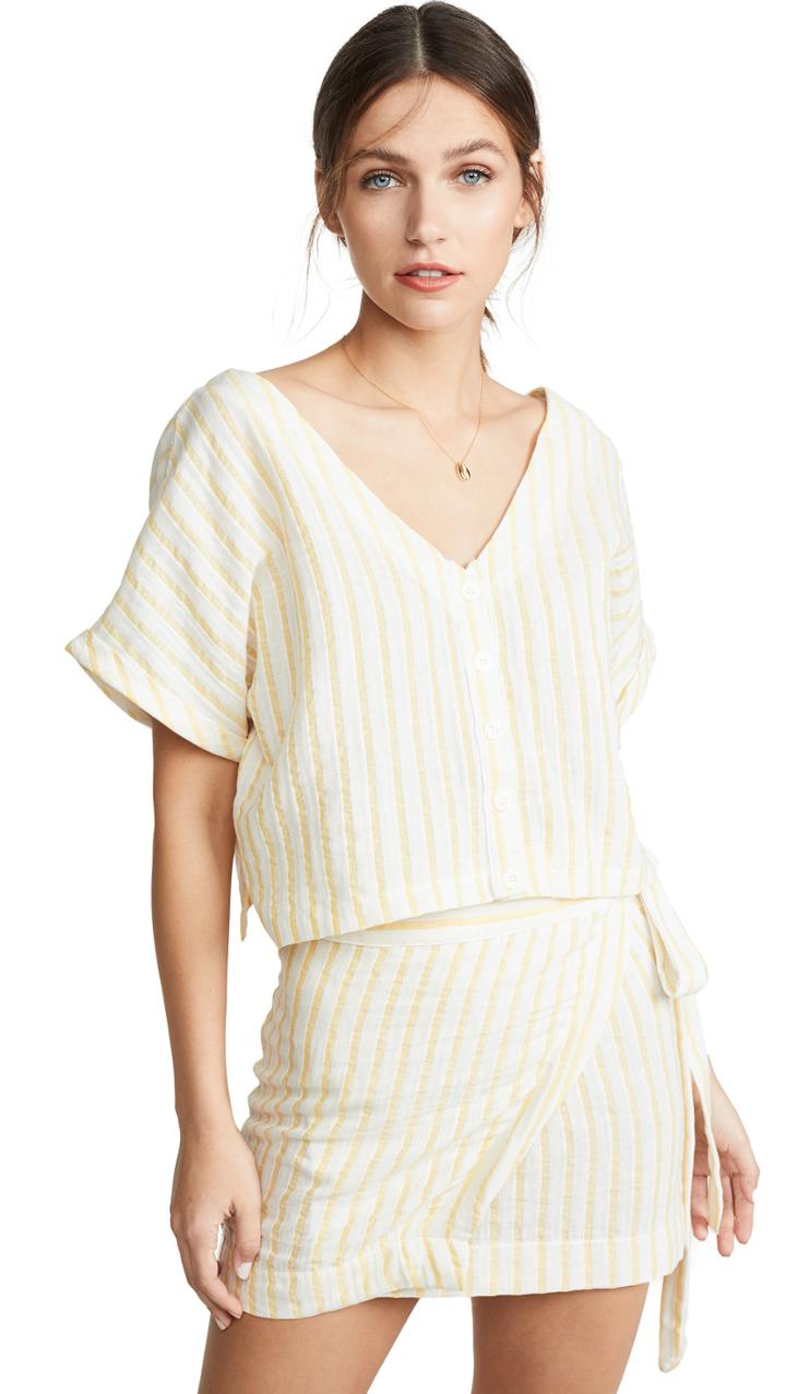 Plush Linen Cropped Button Down