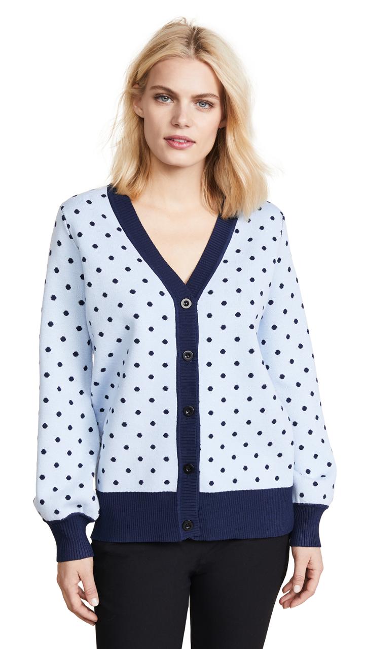 English Factory Long Sleeve Polka Dot Cardigan