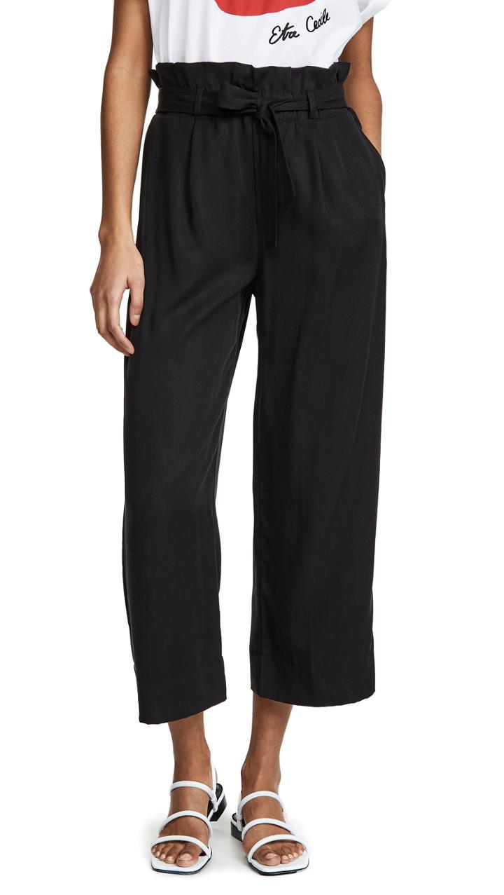 Three Dots Twill Paperbag Waist Cropped Pants