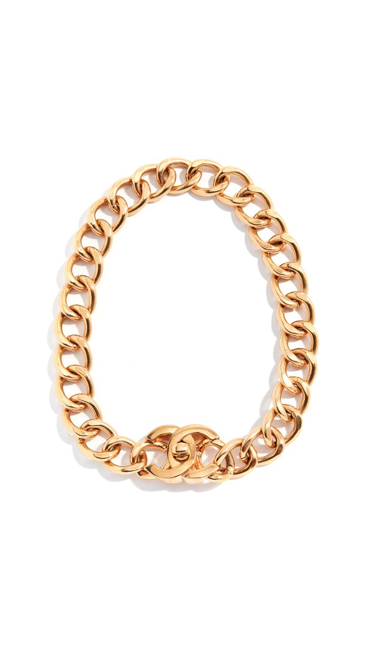 What Goes Around Comes Around Chanel Gold Turnlock Necklace