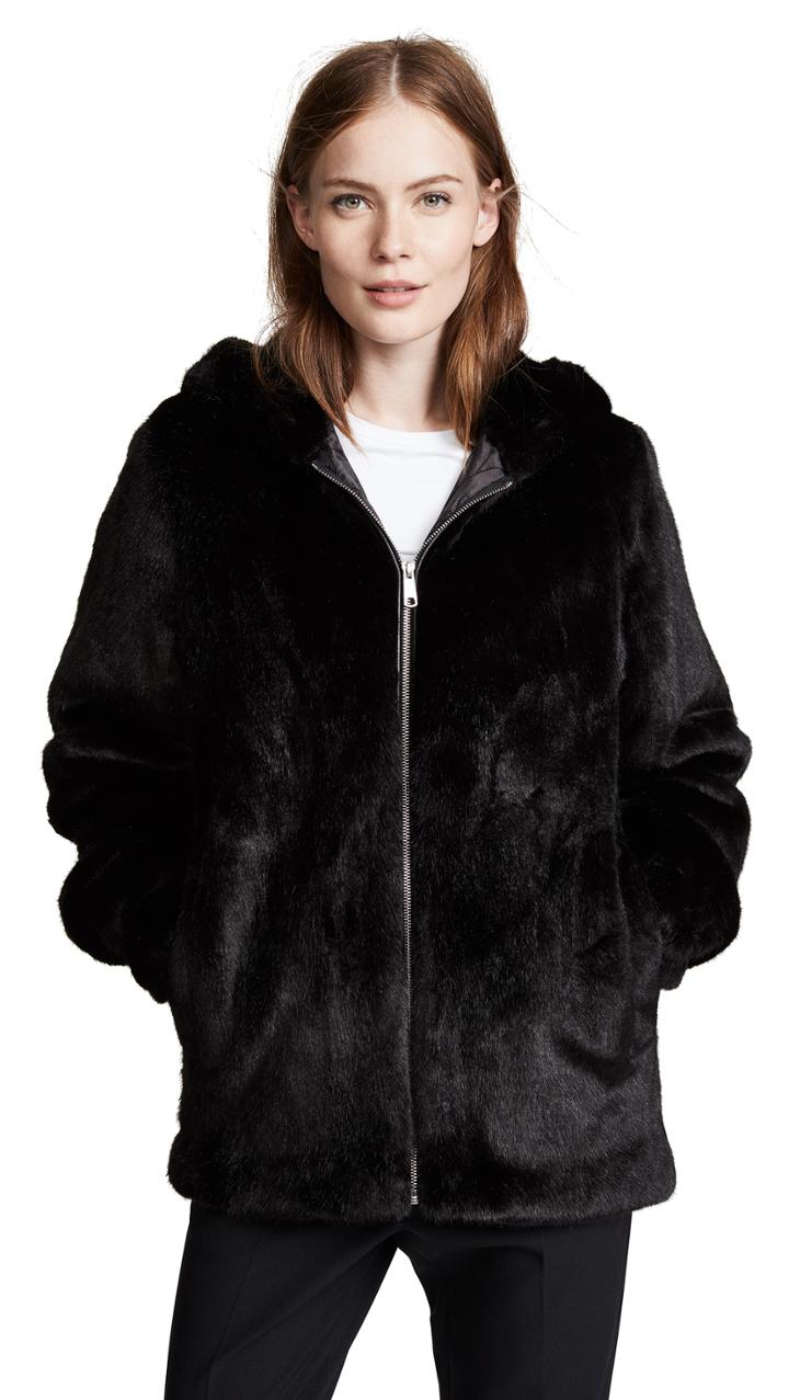 Helmut Lang Oversized Faux Mink Bomber