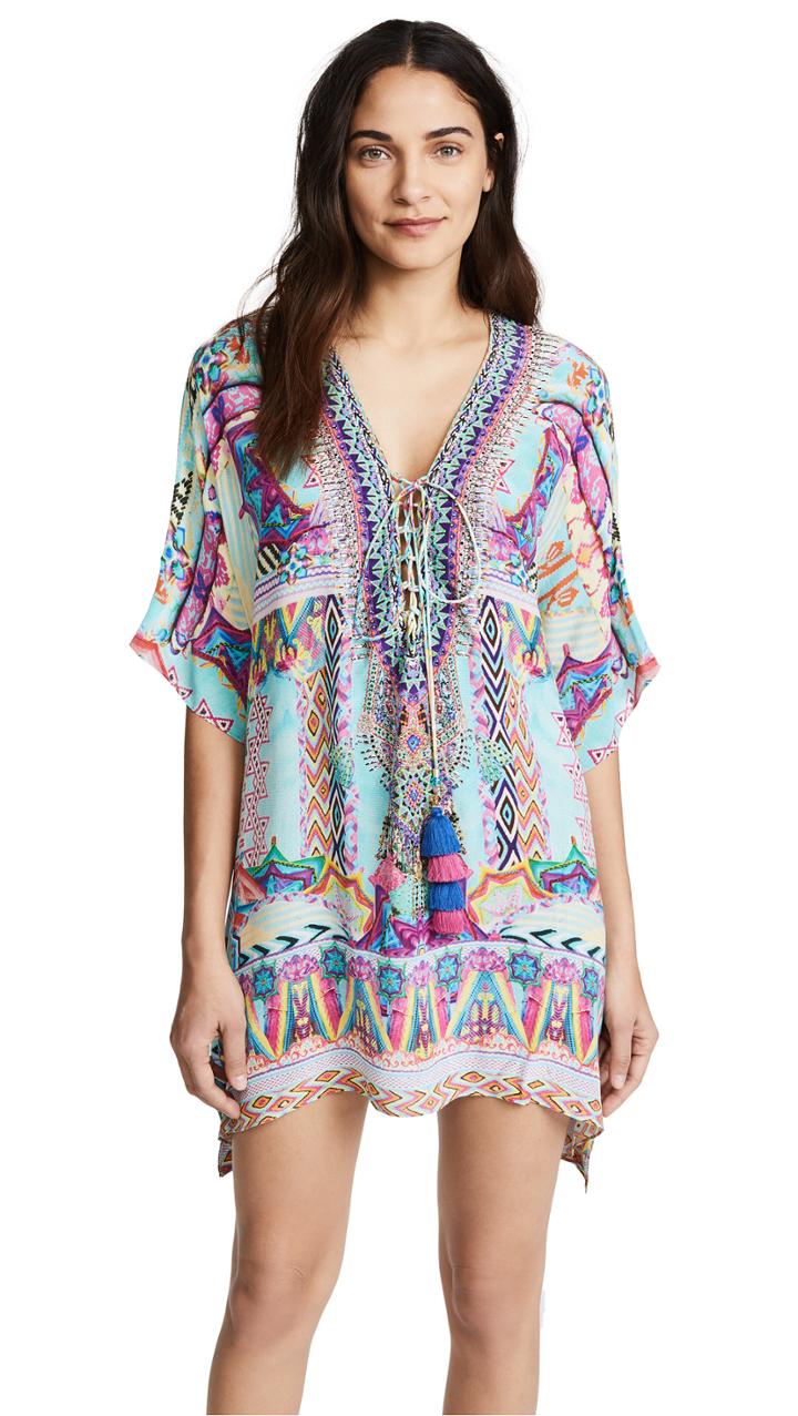 Camilla Wandering Eye Short Lace Up Caftan