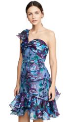 Marchesa Notte One Shoulder Colorblock Cocktail