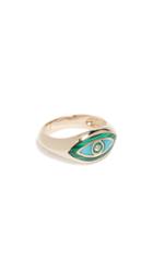 Jacquie Aiche 14k Enamel Evil Eye Signet Ring