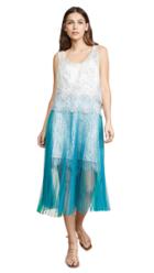 Loyd Ford Corded Lace Dress W Pleated Skirt