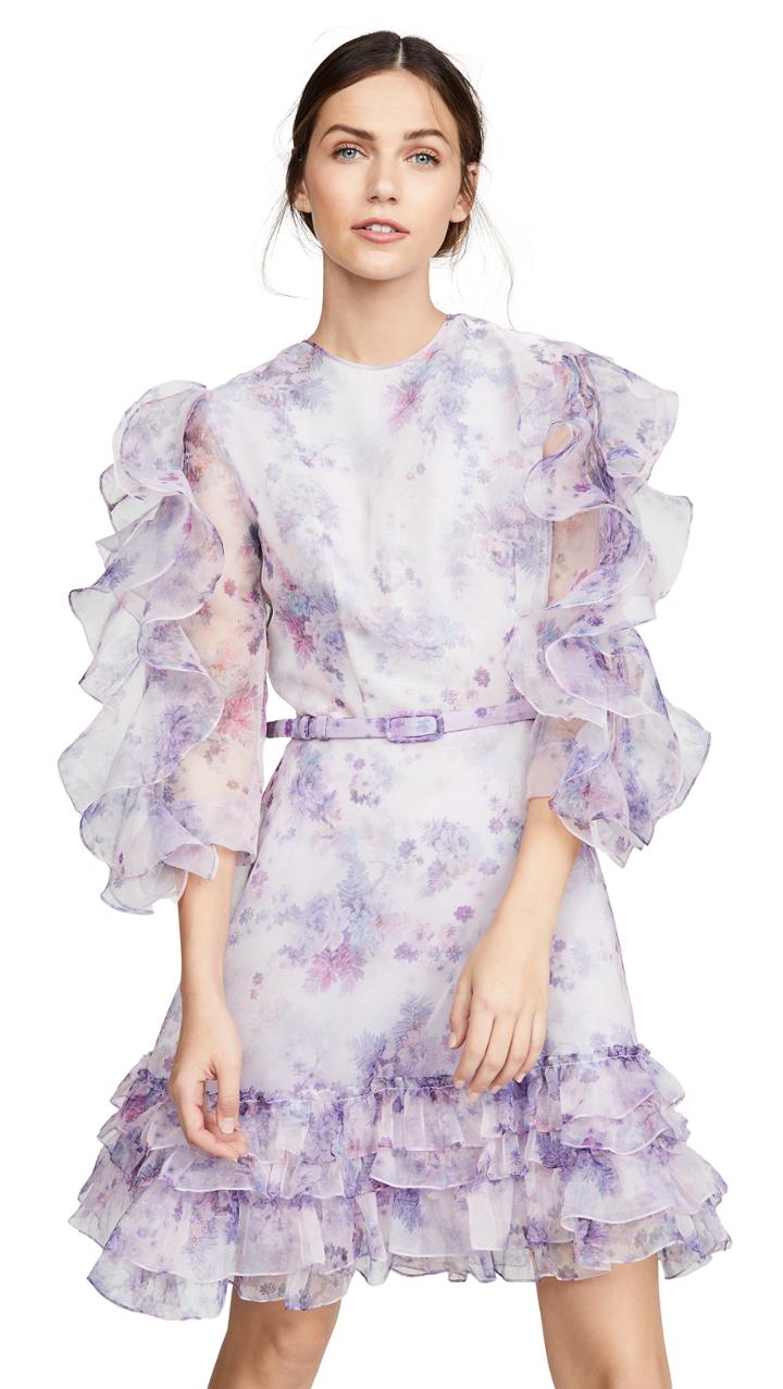 Costarellos Frilled Sleeve Mini Dress