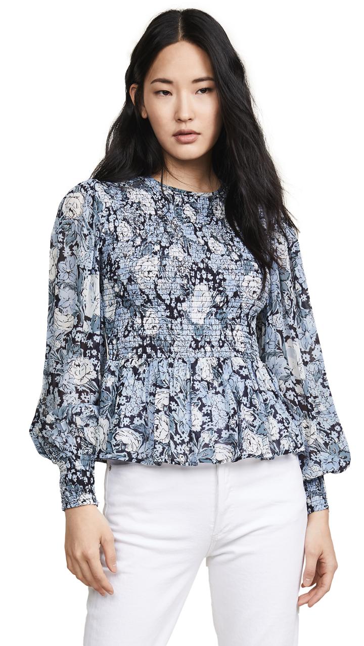 Ganni Elm Georgette Top