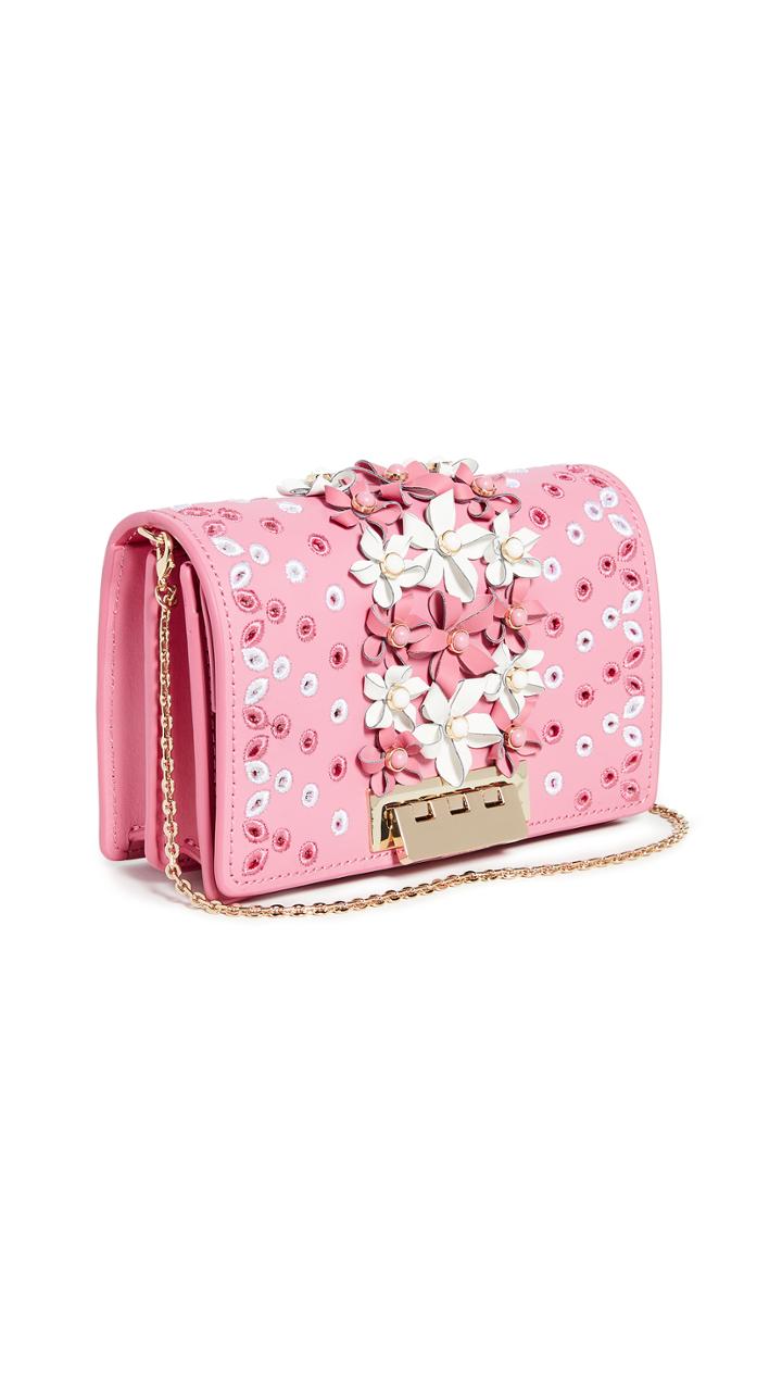 Zac Zac Posen Earthette Floral Applique Accordion Mini Crossbody