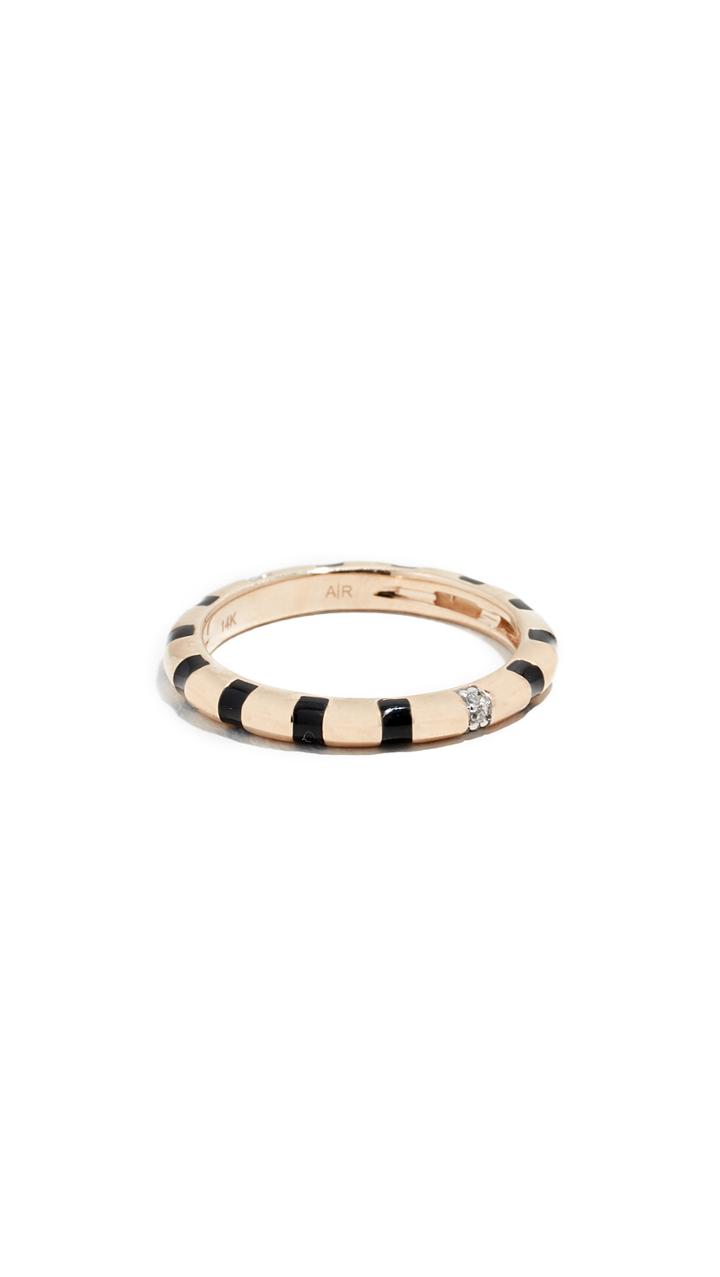 Adina Reyter 14k Black Enamel Diamond Stripe Band Ring