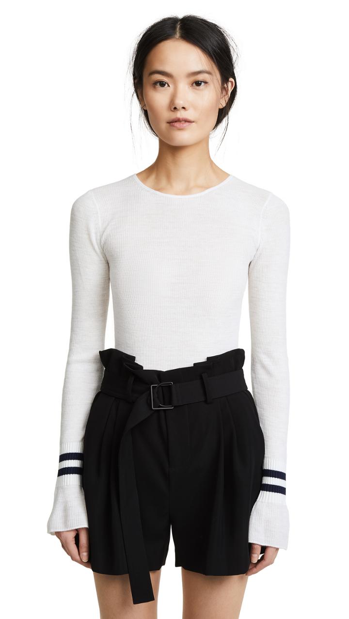 Vince Striped Cuff Crew Sweater