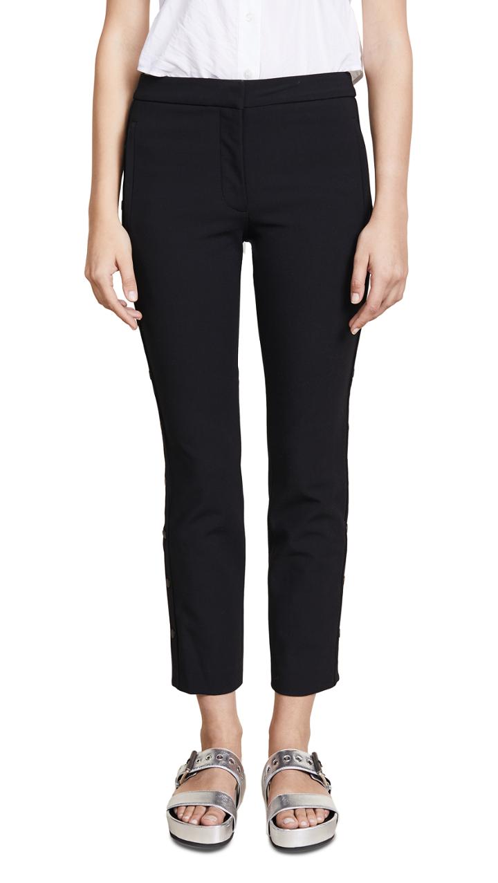 Tibi Anson Stretch Cropped Snap Skinny Pants