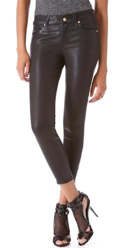7 For All Mankind Crop Coated Skinny Jeans With Ankle Zips