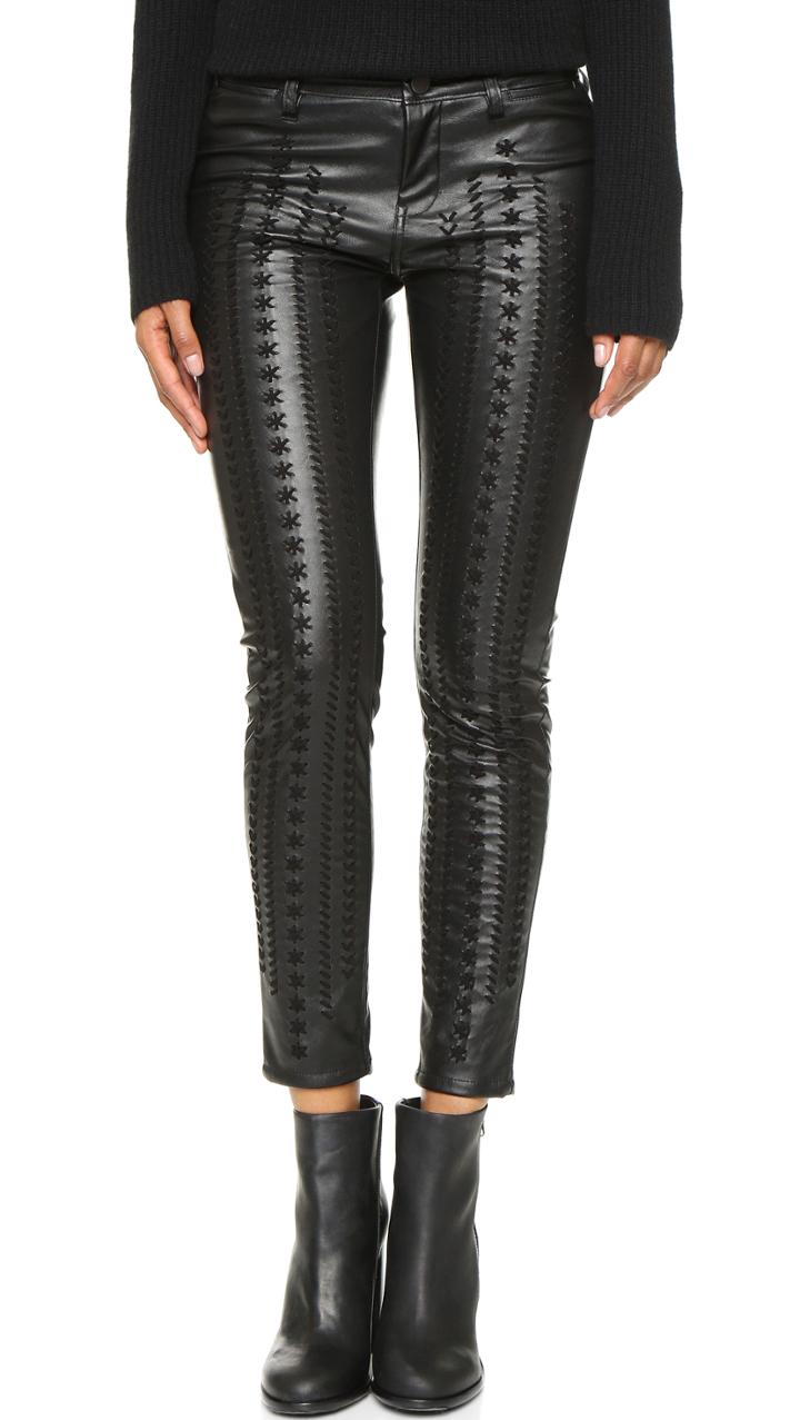 Blank Denim Vegan Leather Embroidered Skinny Pants