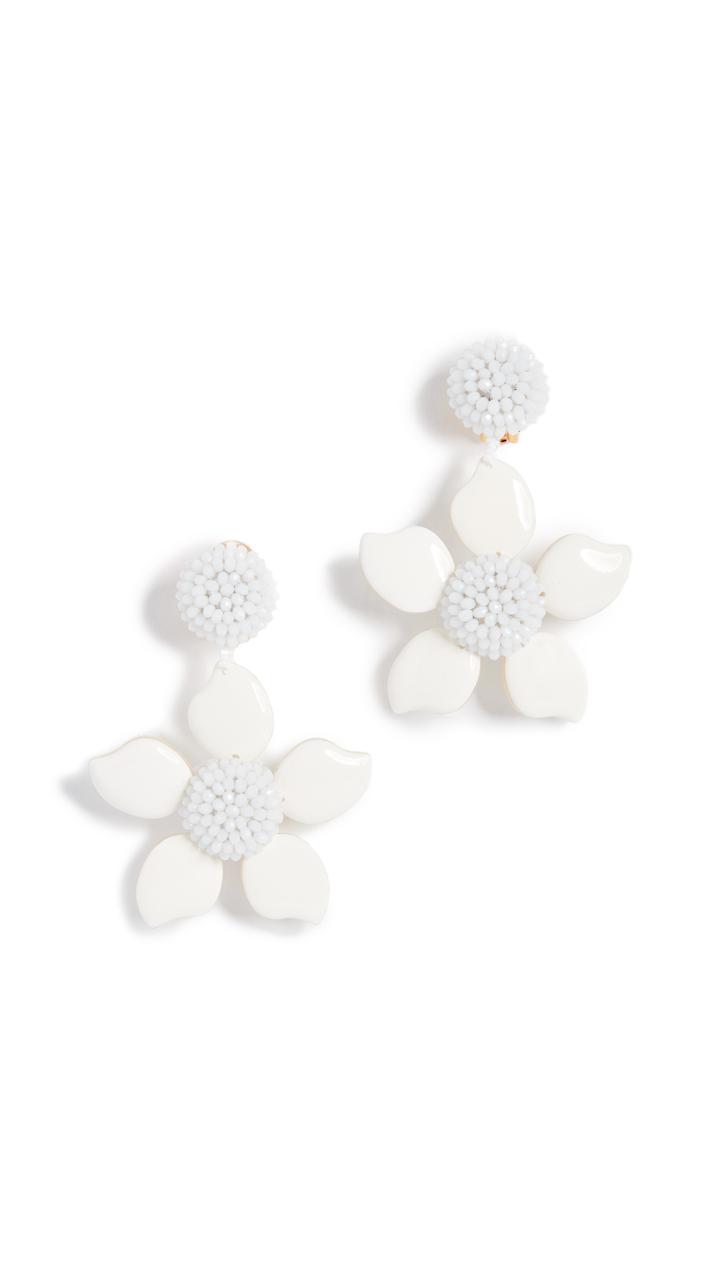 Oscar De La Renta Bold Enamel Flower Earrings