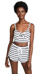 Bb Dakota Striped Tie Front Crop Top