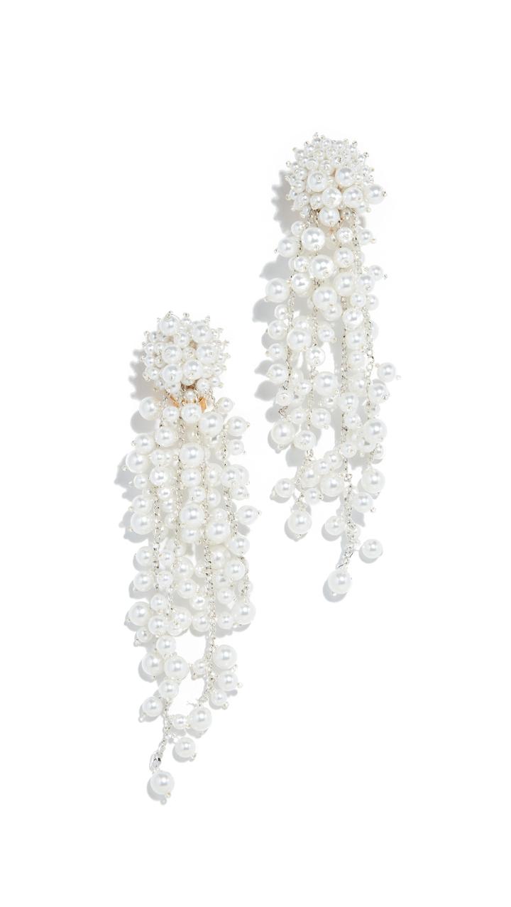 Oscar De La Renta Delicate Flower Chain Drop Earrings