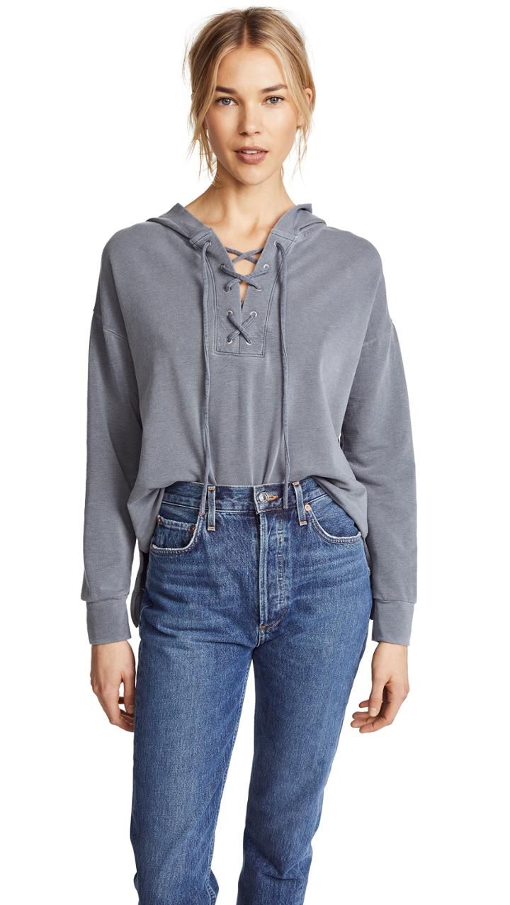 Sundry Lace Up Hoodie