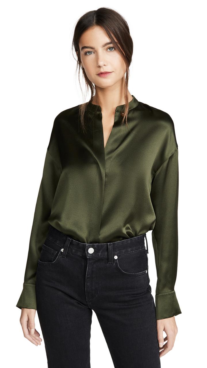 Vince Long Sleeve Wrap Blouse
