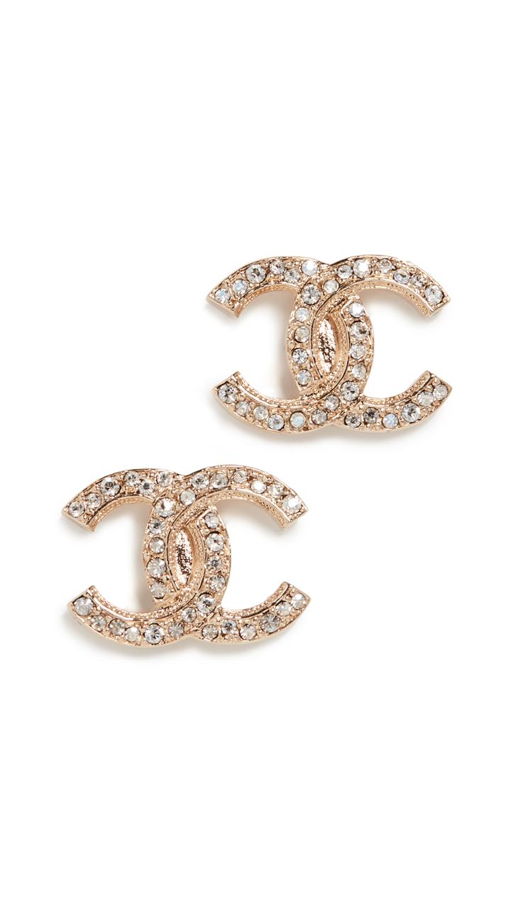 What Goes Around Comes Around Chanel Gold Crystal Earrings