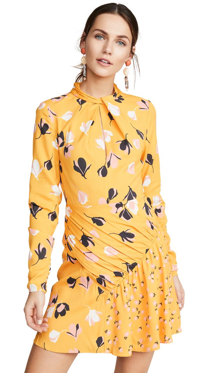 Self Portrait Floral Twist Neck Mini Dress