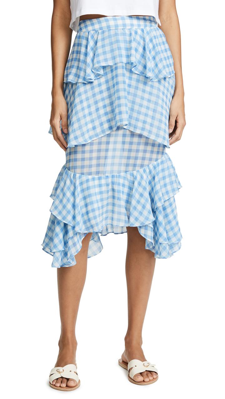 For Love Lemons Dorothy Ruffle Midi Skirt