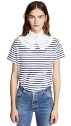 Michaela Buerger Classic T Shirt With Crocheted Collar