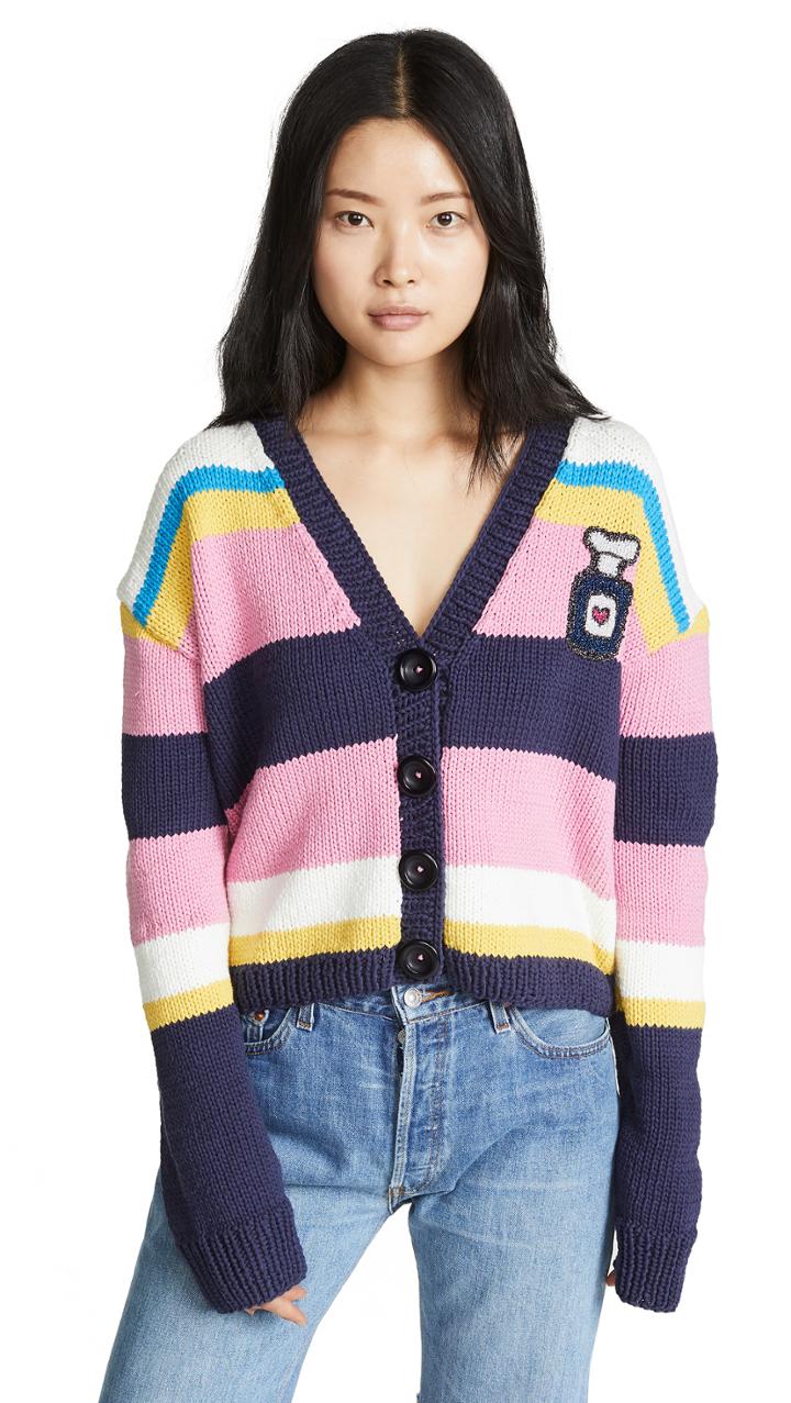 Michaela Buerger Striped Perfume Bottle Patch Cardigan