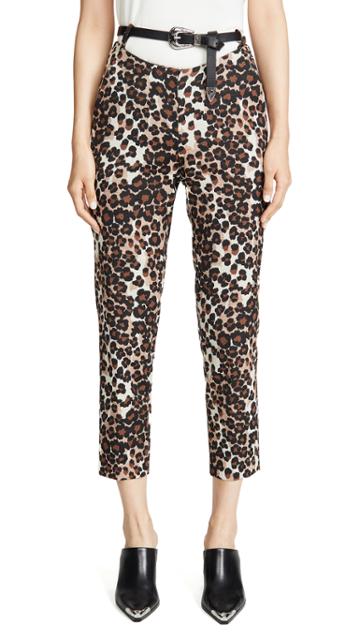 Pushbutton Leopard Print Pants