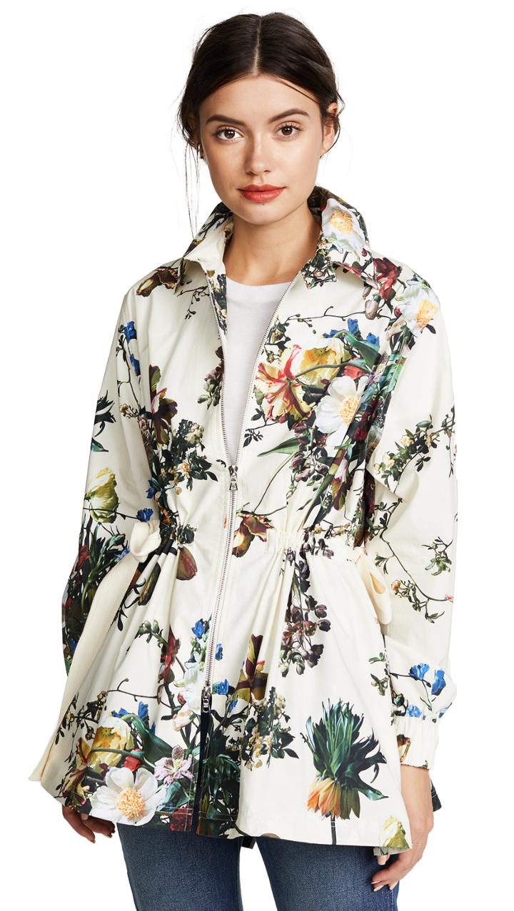 Adam Lippes Floral Poplin Jacket With Side Ties