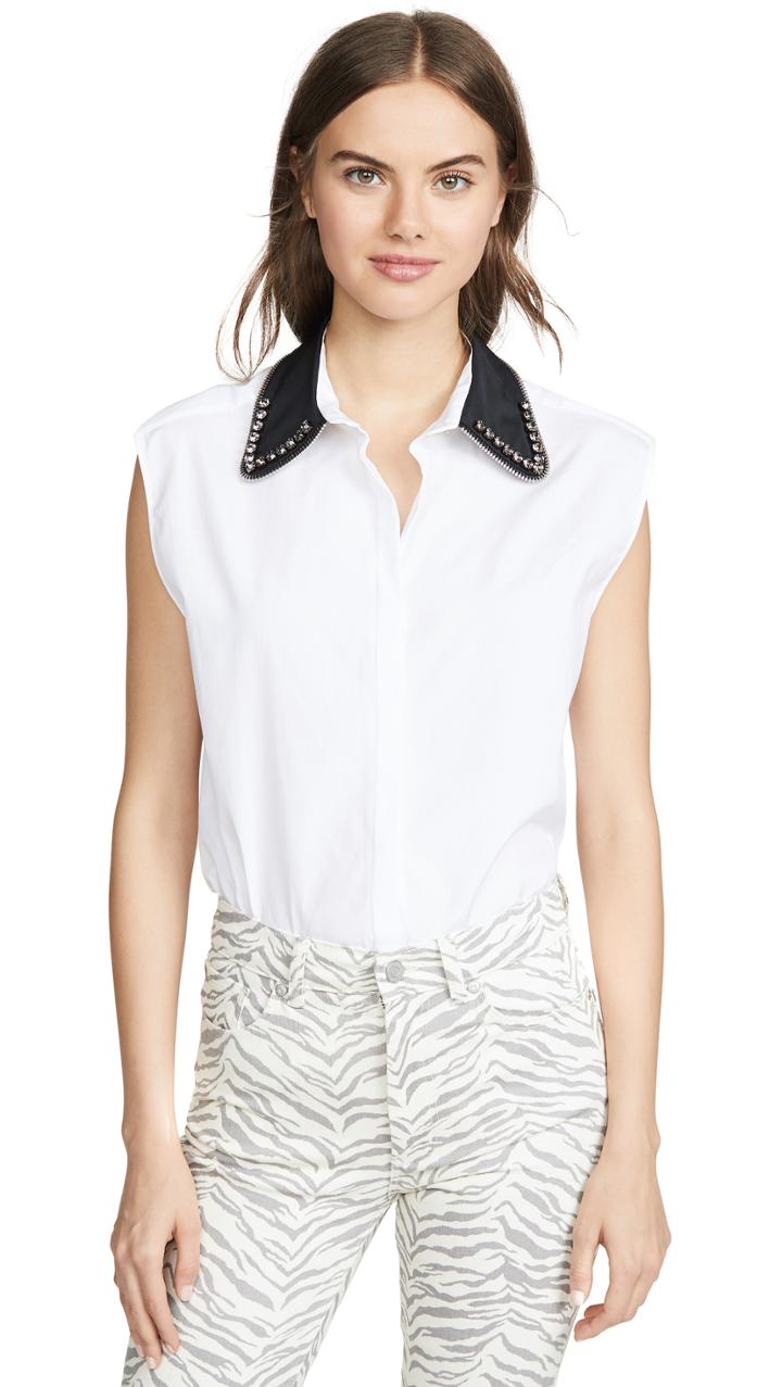 No 21 Contrast Collar Sleeveless Top