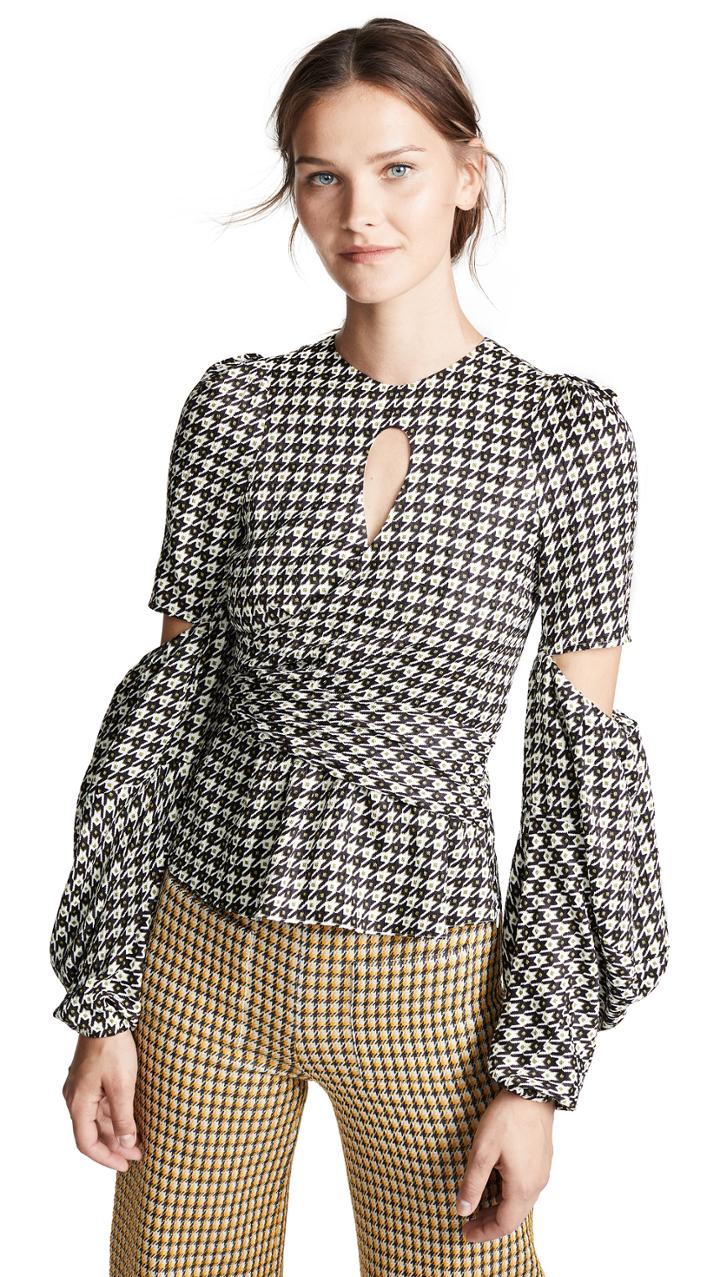 Hellessy Celeste Keyhole Houndstooth Top