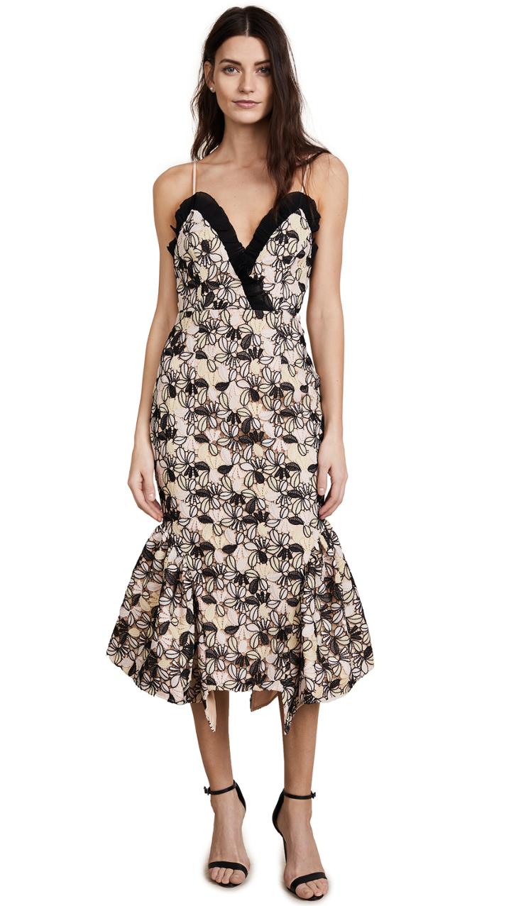 La Maison Talulah Eloquence Floral Strapless Midi Dress