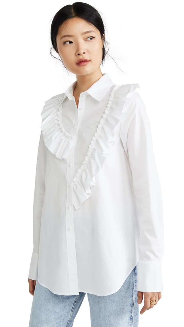 Adeam Asymmetric Ruffle Shirt
