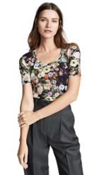Adam Lippes Printed Open Neck T Shirt