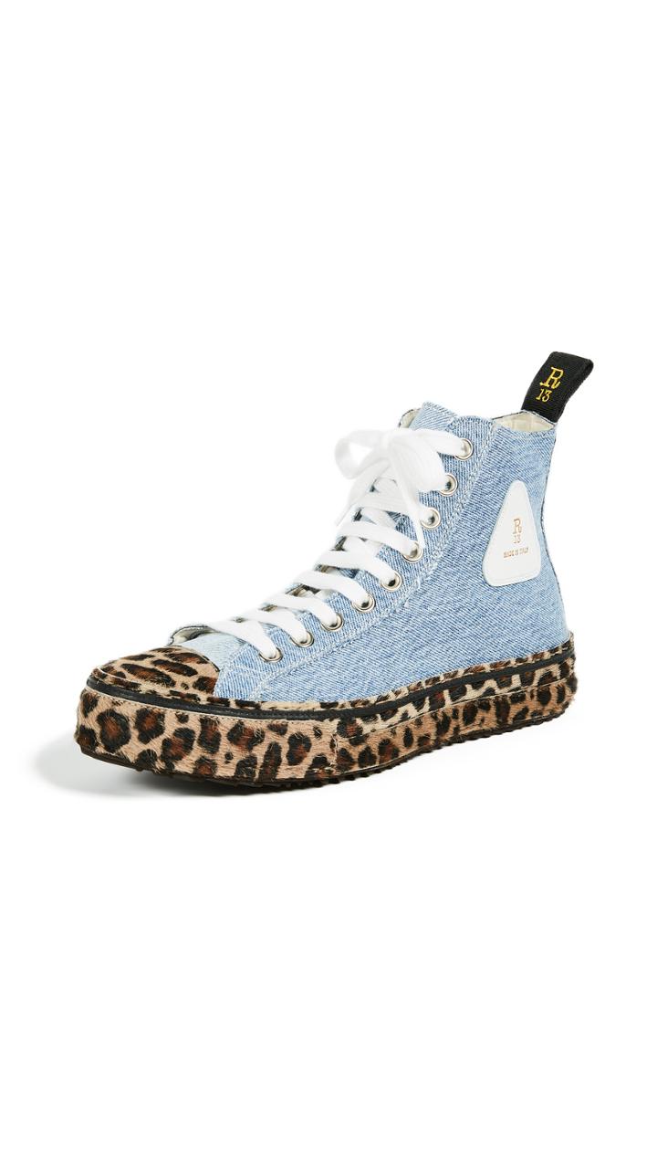 R13 Re Purposed Denim High Top Sneakers