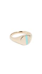 Ef Collection 14k Diamond Enamel Stripe Signet Ring