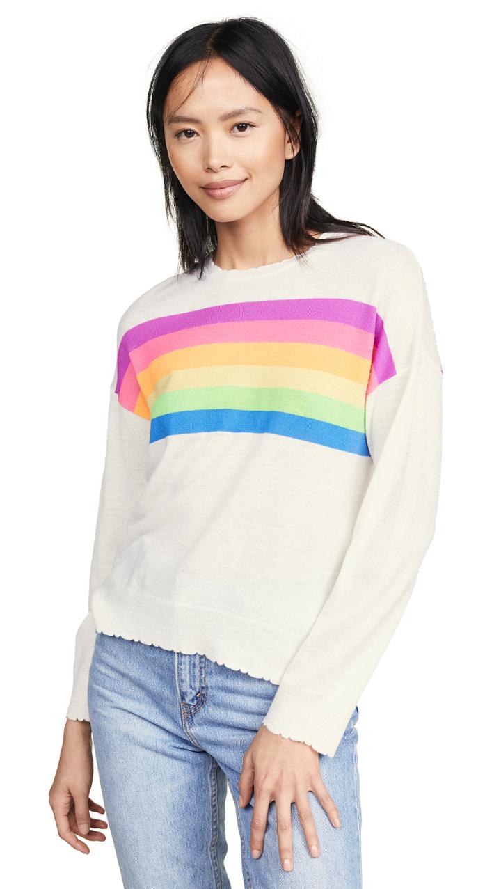 Sundry Rainbow Stripes Crew Neck Sweater