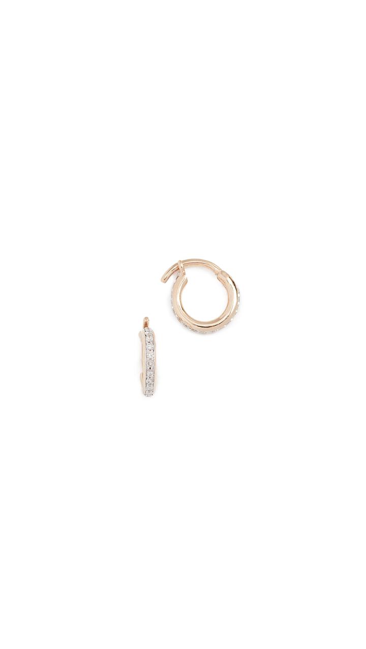 Adina Reyter 14k Gold Pave Huggie Hoop Earrings