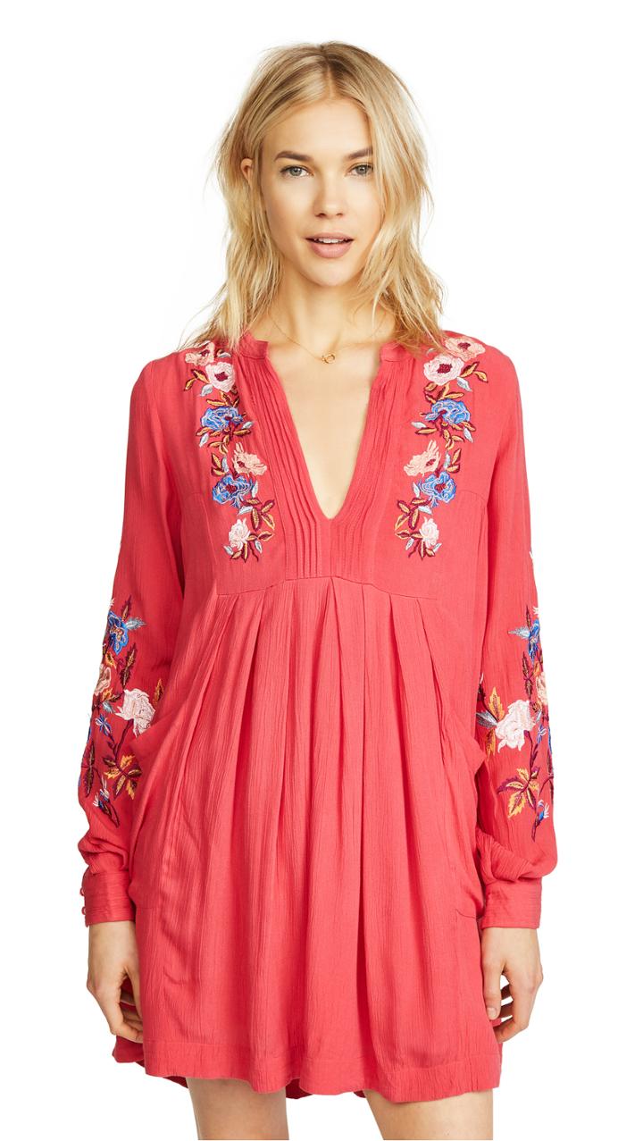 Free People Mia Gauze Embroidered Mini Dress