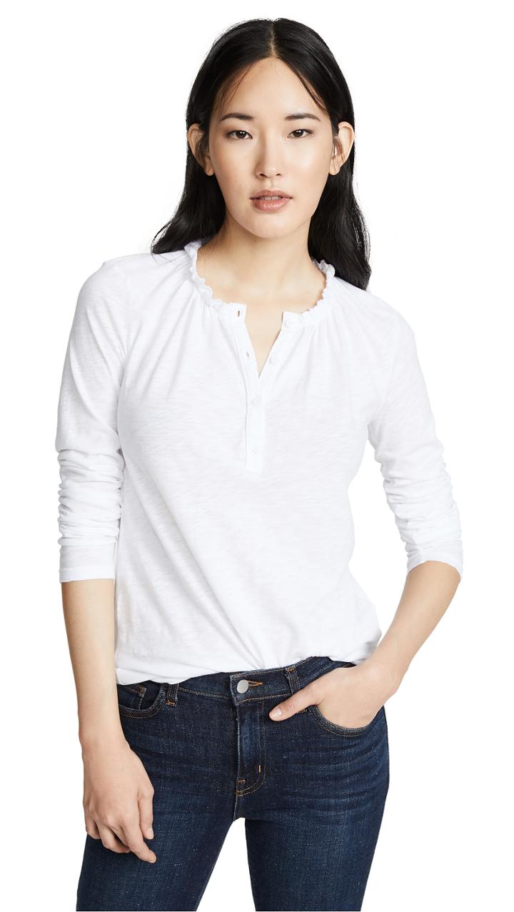 Stateside Ruffle Neckline Henley