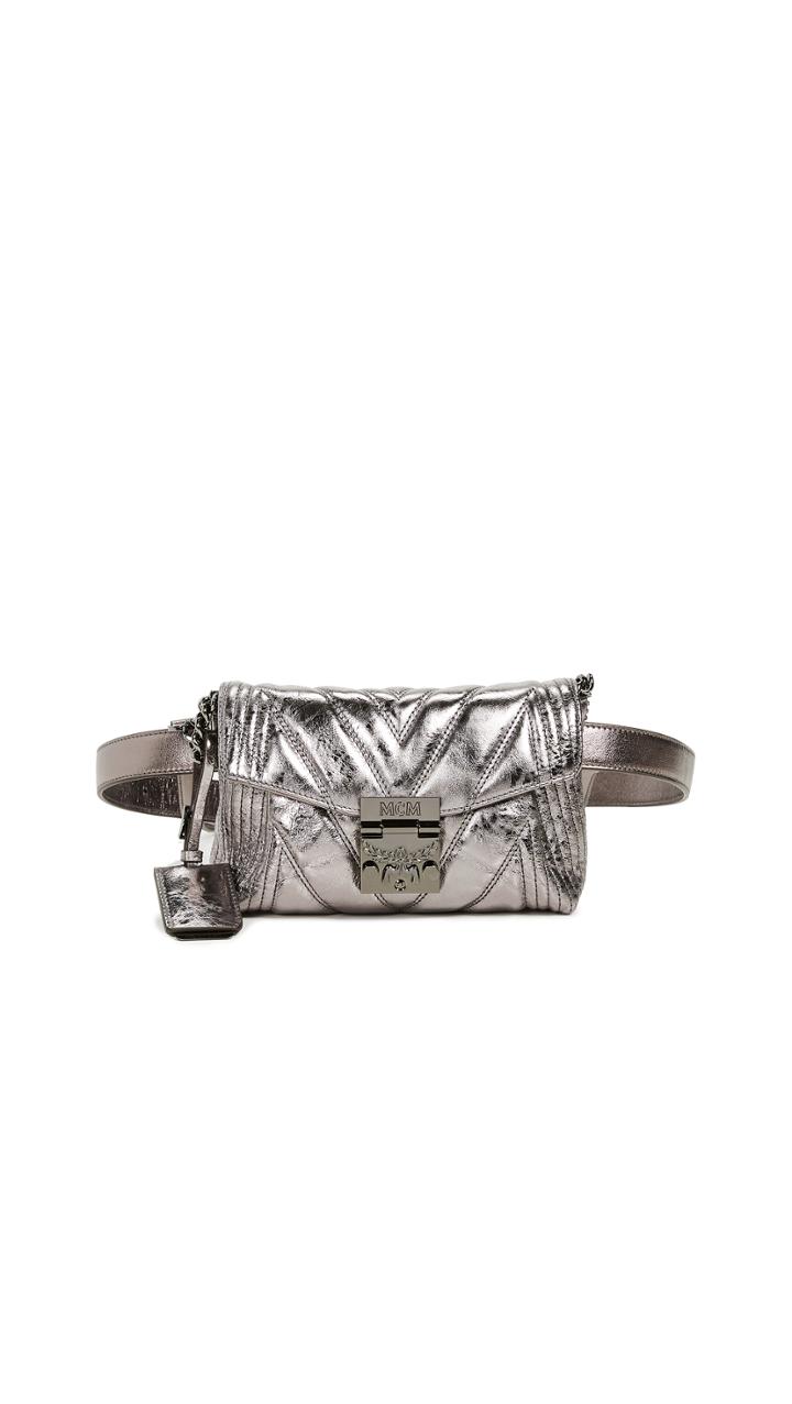 Mcm Patricia Quilted Metallic Belt Bag