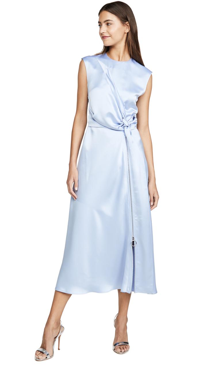 Cedric Charlier Satin Wrap Dress