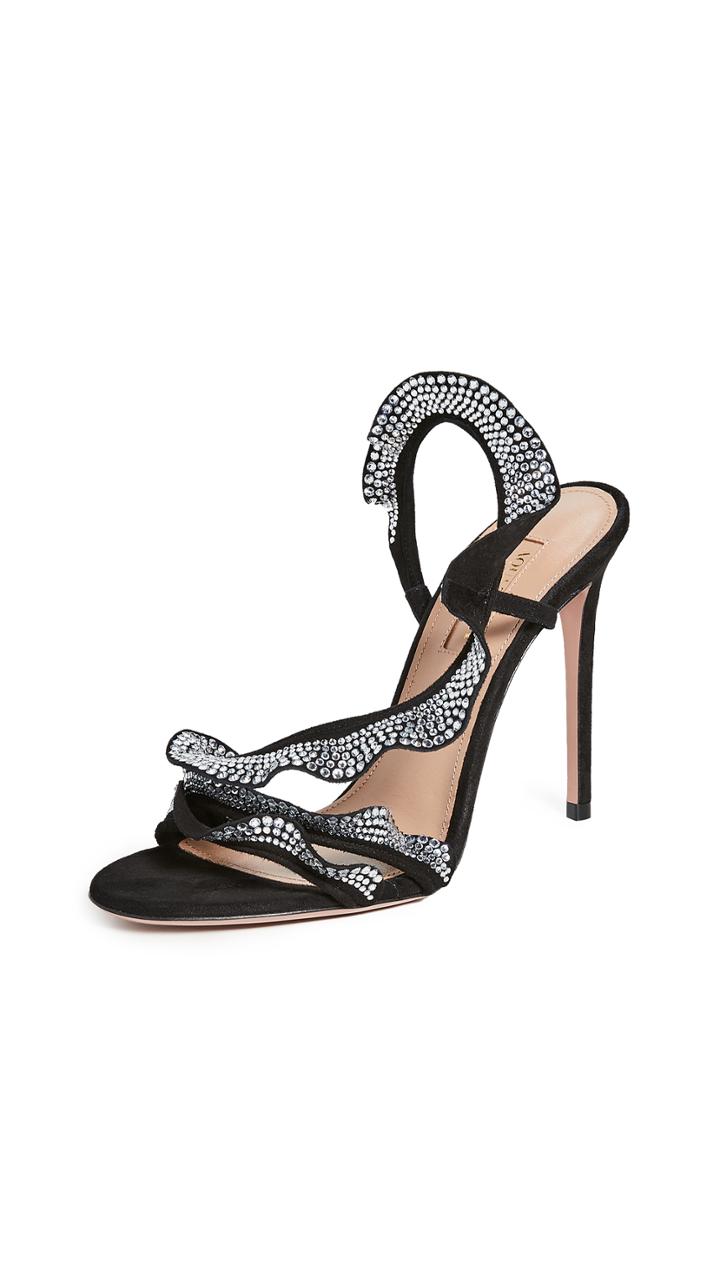 Aquazzura 105mm Ruffle Crystal Sandals