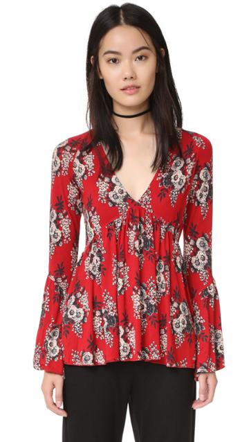Free People Speak Easy Printed Top