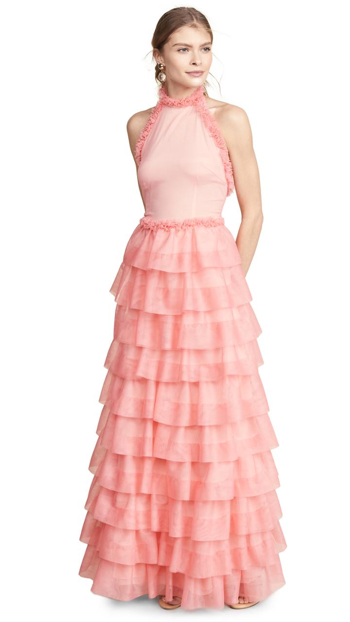 Ewa Herzog Halter Neck Tiered Gown