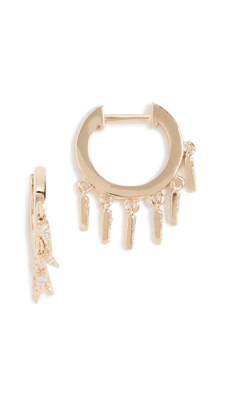 Sydney Evan 14k Gold Small Pave Fringe Huggies