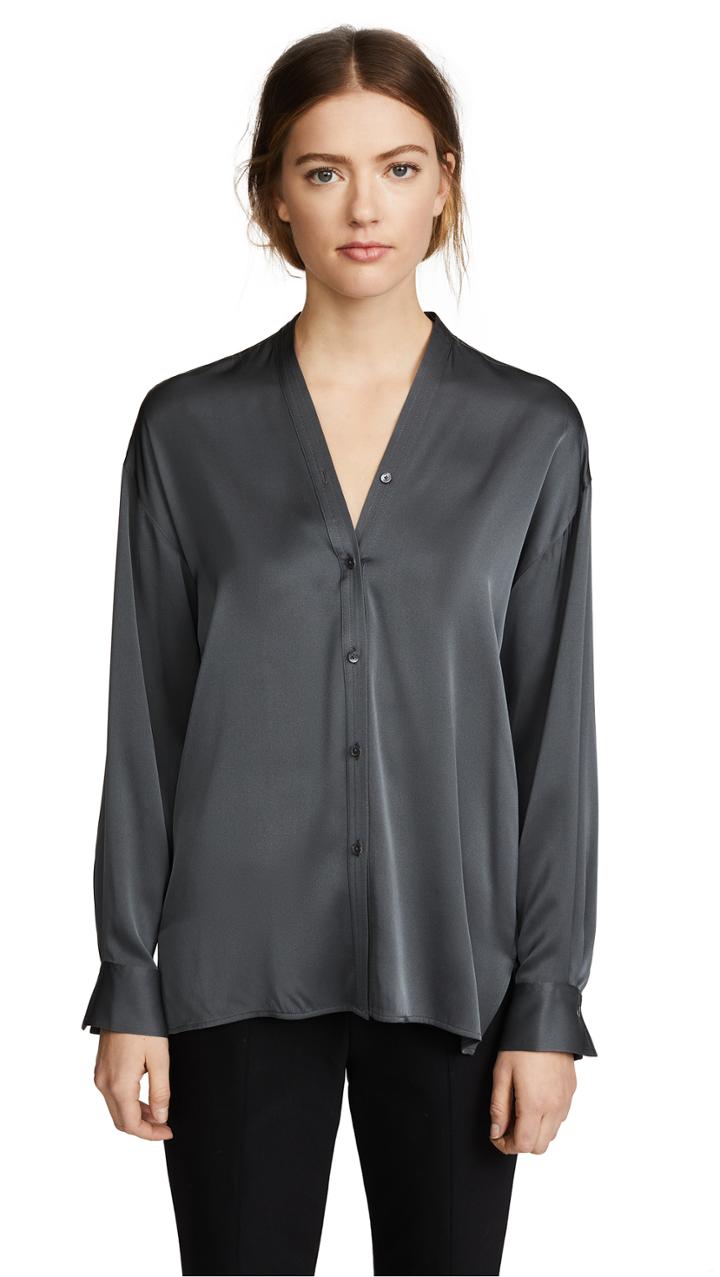Vince Trapunto V Neck Blouse