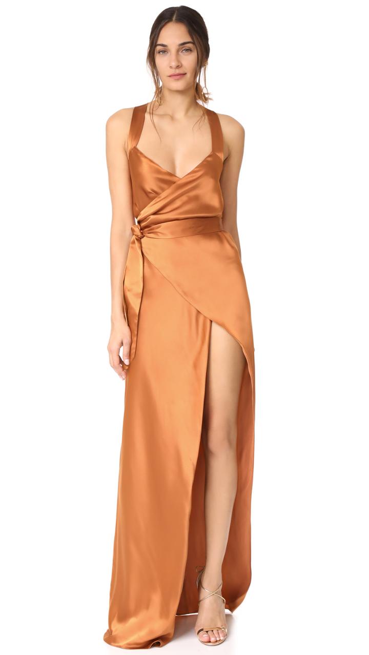 Michelle Mason Cross Back Wrap Gown