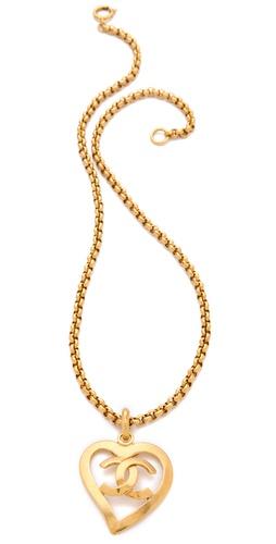 Wgaca Vintage Vintage Chanel Open Heart Cc Necklace