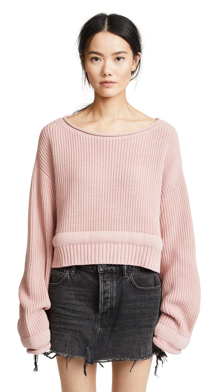 T By Alexander Wang Chunky Trim Wide Neck Pullover